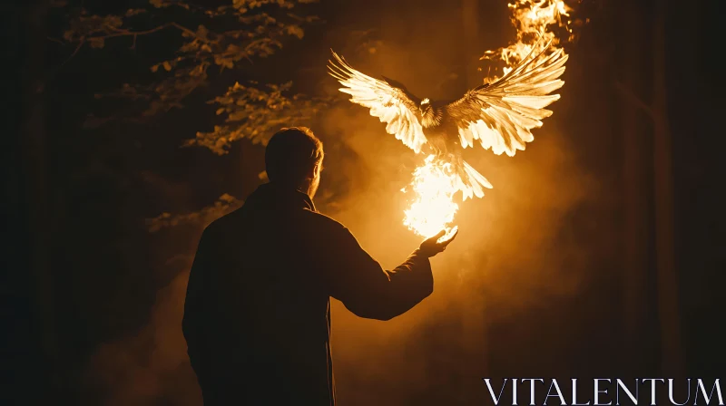 Man Conjuring a Phoenix AI Image