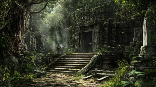 Jungle Temple Ruins with Person