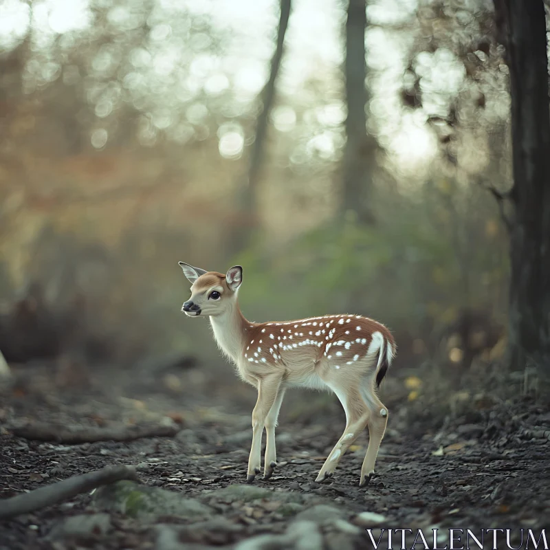 Graceful Deer in Tranquil Woodland AI Image