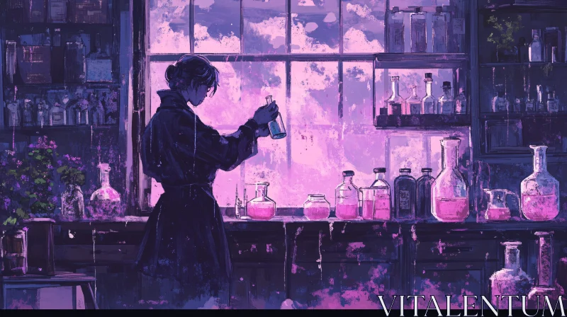 AI ART Enigmatic Laboratory Scene with Alchemist