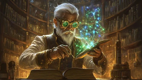 Wizard Reading Magic Book