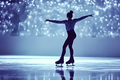 Elegant Figure Skater Performing with Light Display AI Generated Picture