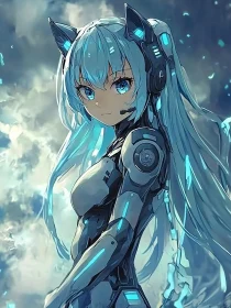 Blue-Haired Anime Character in High-Tech Gear