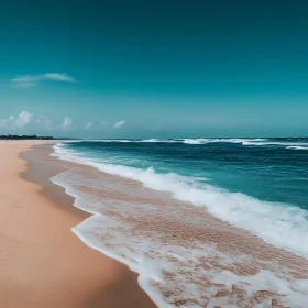 Coastal Serenity: Waves on Sandy Shore