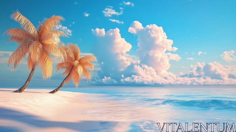 AI ART Tropical Beach Paradise with White Sand