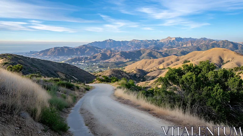 AI ART Winding Road Through Mountainous Terrain