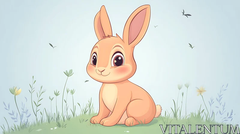 AI ART Cute Bunny Cartoon Illustration