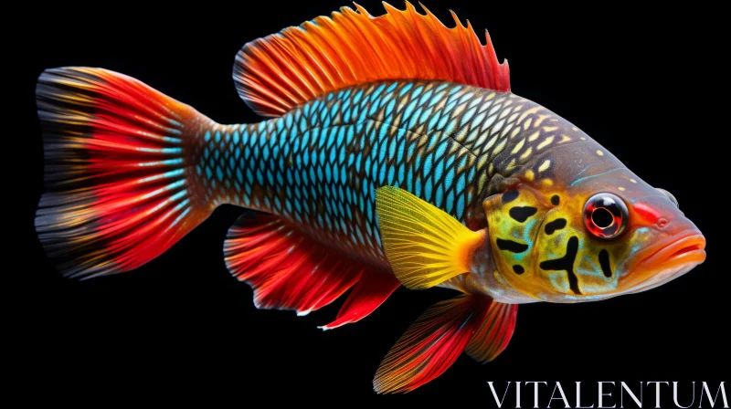 Colorful Fish in Ocean Depths - Bold Chromaticity in Maranao Art AI Image