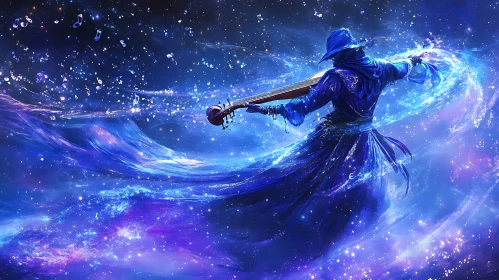 Blue Celestial Musician Playing Music