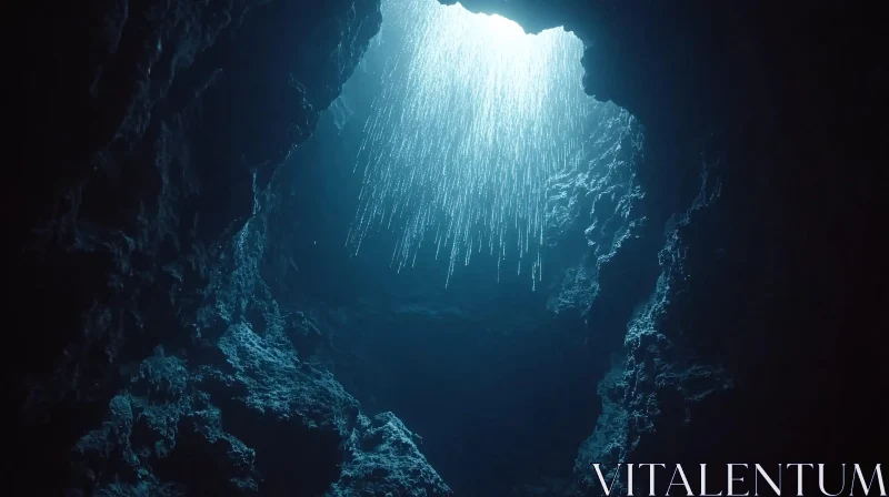 AI ART Underwater Cave with Sunlight