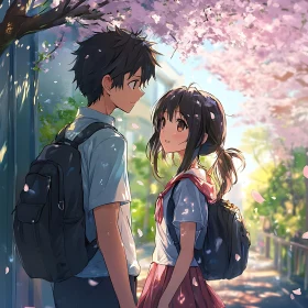 Anime School Romance in Cherry Blossom Season