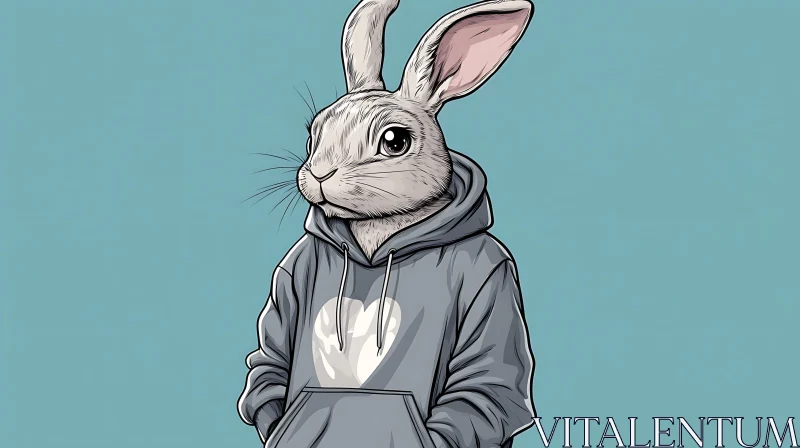 Cartoon Bunny with Hoodie AI Image