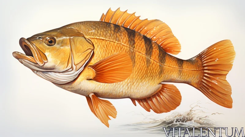 Largemouth Bass in Light Crimson and Gold - Precisionist Art AI Image