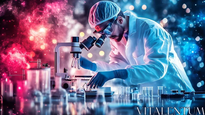 Lab Research Under Microscope AI Image