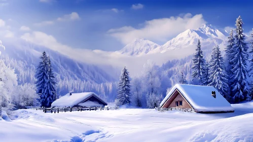 Snowy Cabins in a Winter Wonderland