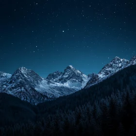 Starry Night Over Mountain Peaks