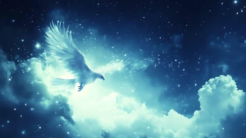 Ethereal Eagle Soaring Among the Stars