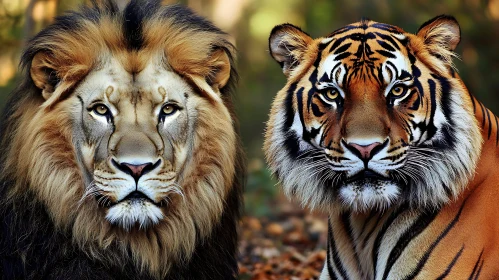 Majestic Lion and Tiger Duo