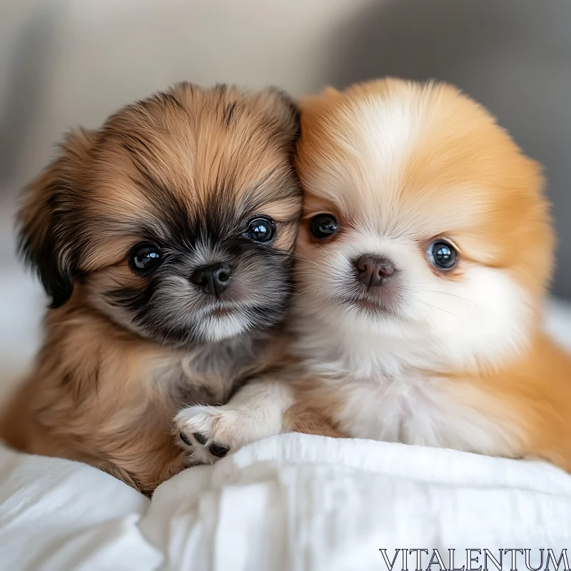 Cute Fluffy Puppy Companions AI Image