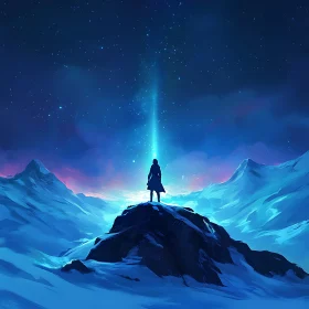 Silhouette Stargazing on Mountain