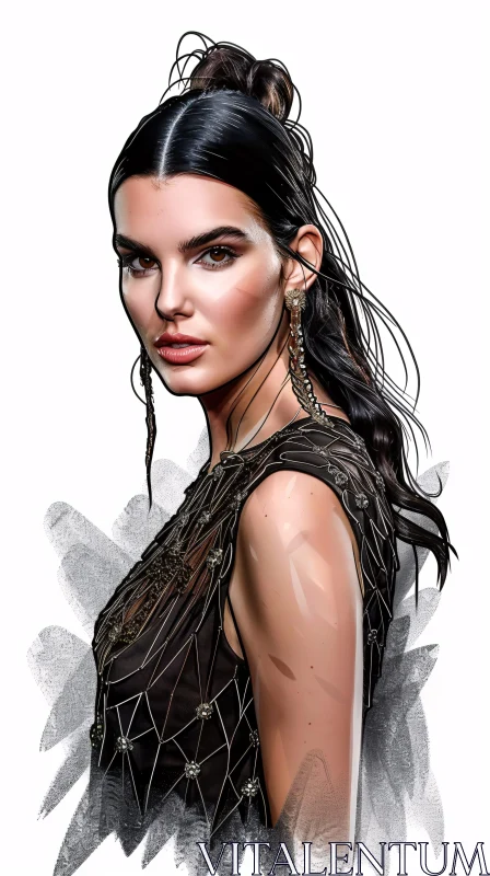 Elegance of Kendall Jenner Captured in Art AI Image