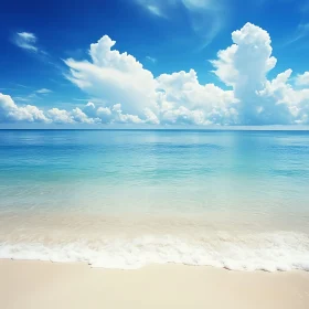 Calm Ocean View with White Clouds