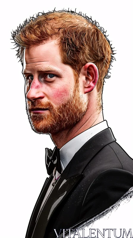 Portrait of Prince Harry in Formal Attire AI Image