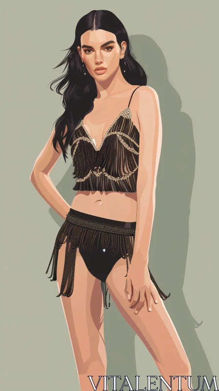 Artistic Fashion of Kendall Jenner AI Image