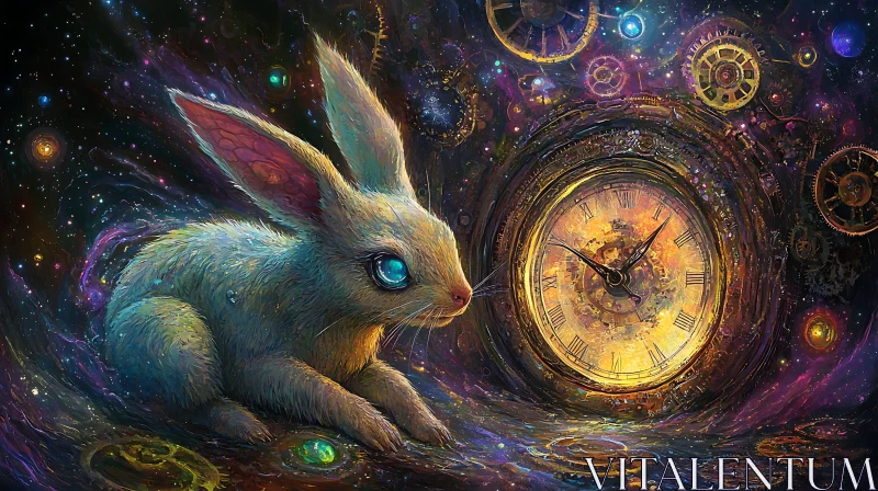 Surreal Rabbit with Clockwork Universe AI Image