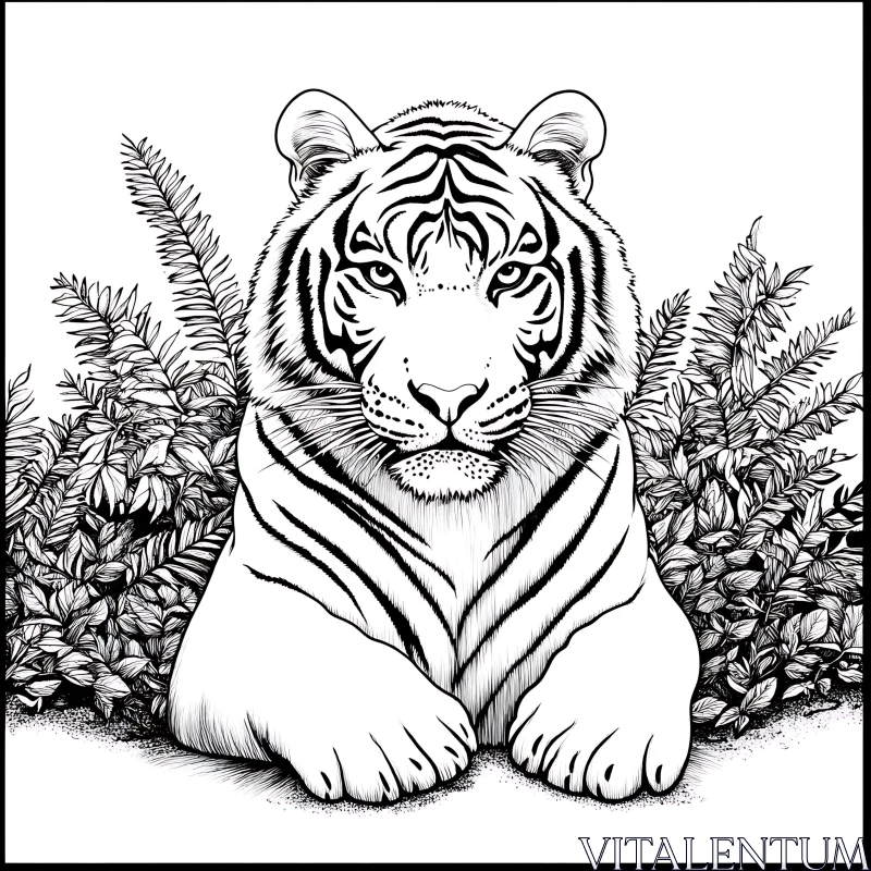 AI ART Tiger Among the Leaves