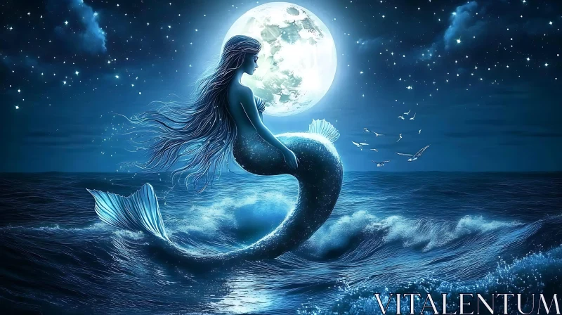 Moonlit Mermaid Serenity AI Image