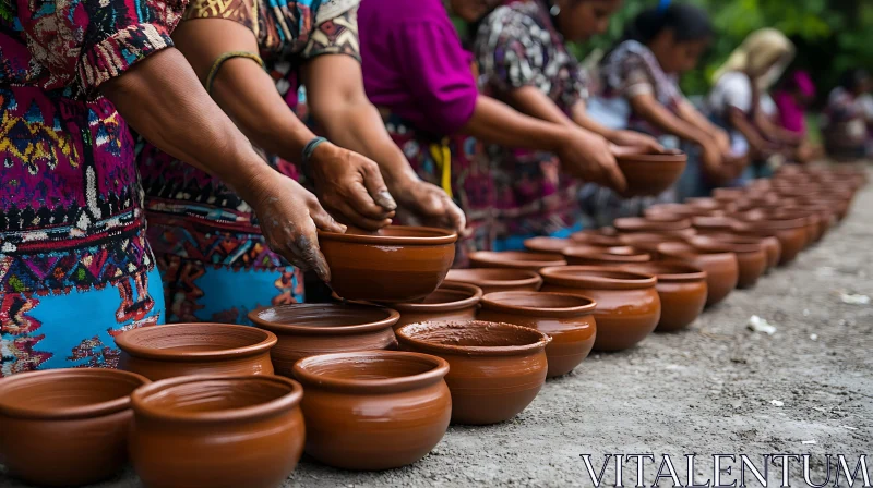 Artisans Creating Pottery Vessels AI Image