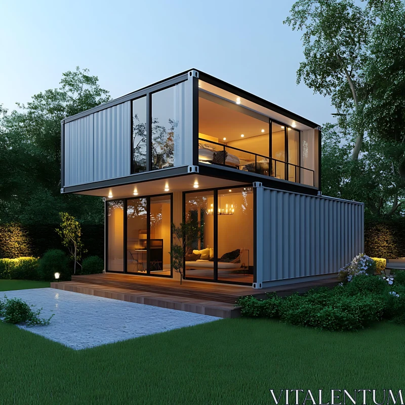 Innovative Container Home with Stacked Design AI Image