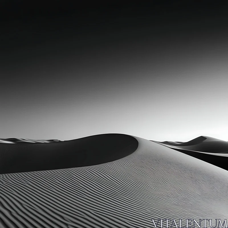 Black and White Desert Dunes AI Image