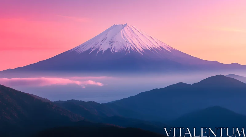 Pink Sky Mountain View AI Image