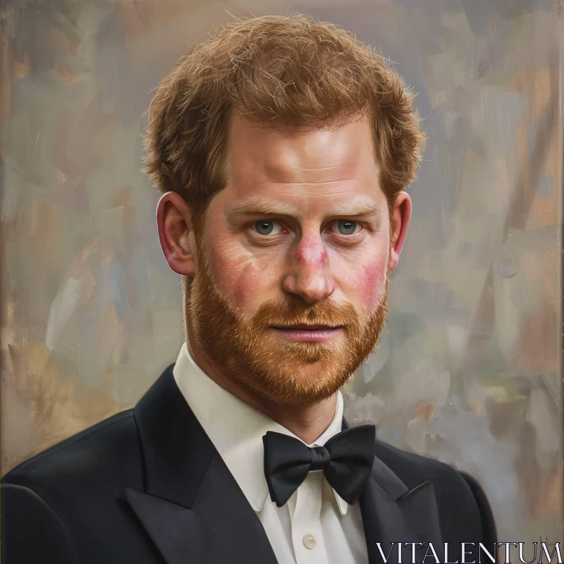 Prince Harry in Black Suit and Bow Tie AI Image