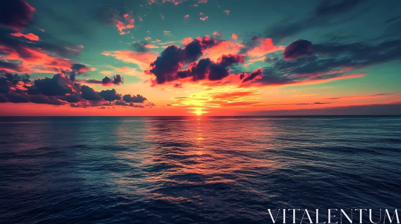 AI ART Sunset over the Ocean