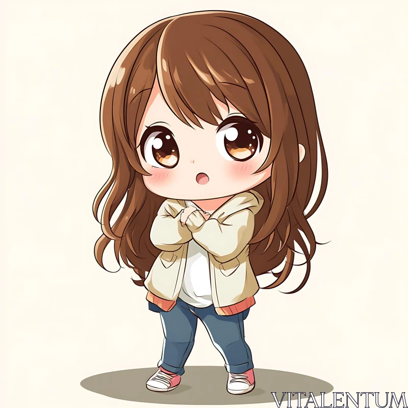 Cute Chibi Anime Girl Illustration AI Image