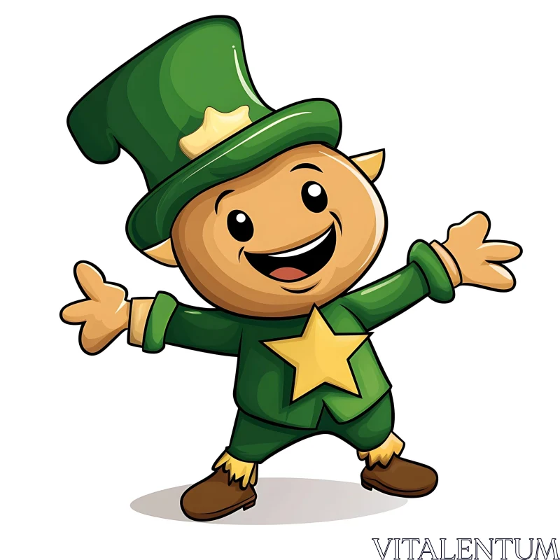 AI ART Happy Leprechaun with Green Outfit