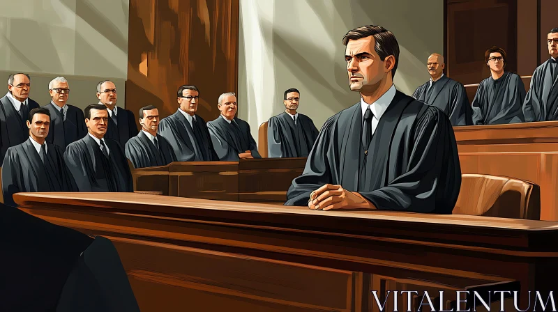 AI ART Judges in Session: A Courtroom Depiction