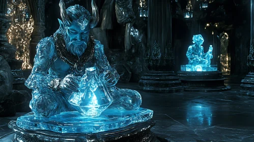 Frozen Guardian with Luminescent Orb