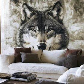 Wolf Art Above Sofa