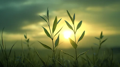 Green Leaves Against Sunlight