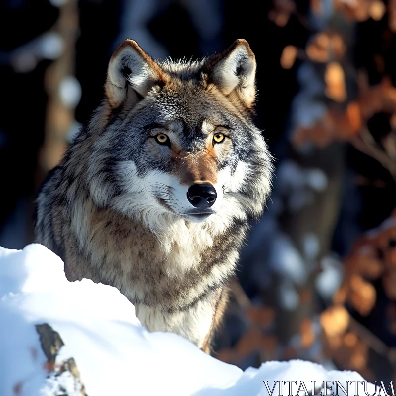 Winter Wolf in the Snow AI Image