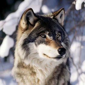 Winter Wolf Portrait, Wildlife Animal