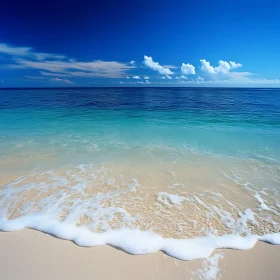 Seascape with Waves and Sandy Beach