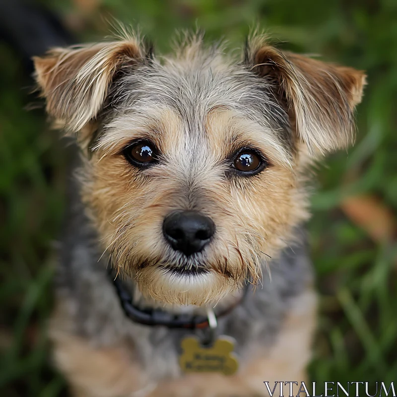 Adorable Dog Portrait with Green Grass AI Image