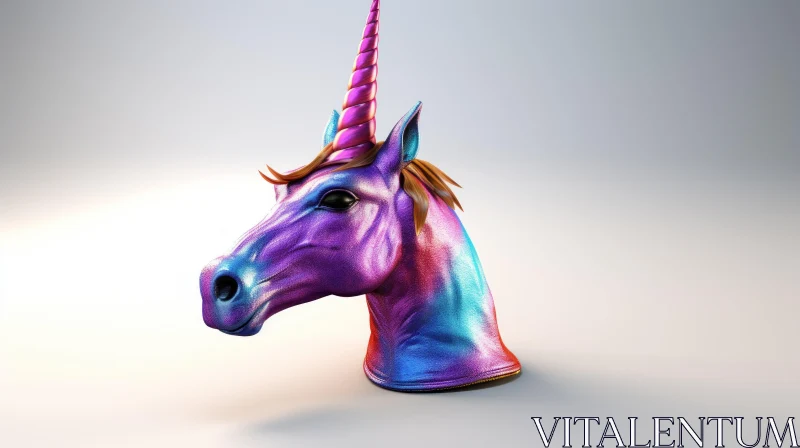 Colorful 3D Printed Unicorn in Realistic Surrealism Style AI Image