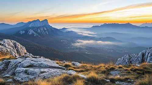 Sunset Over Mountain Peaks