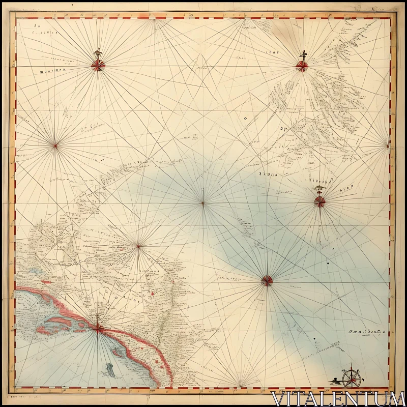 Antique Navigational Chart AI Image